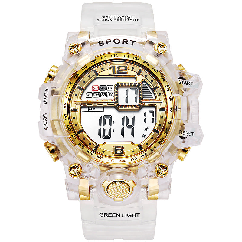 Electronic watch wholesale transparent strap waterproof electronic watch color luminous youth outdoor fashion student watch