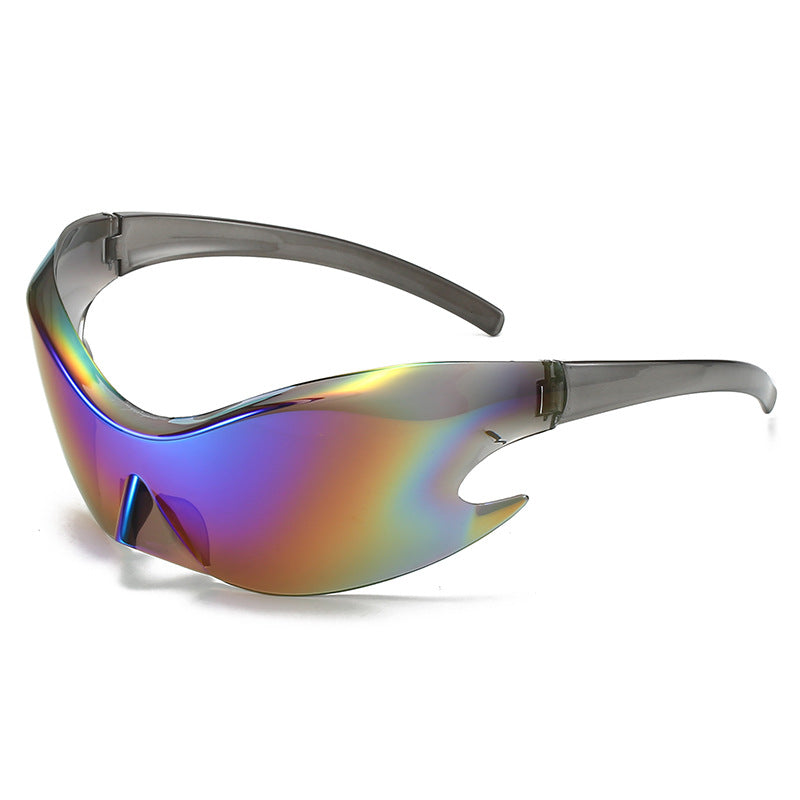 Cross-Border New Sports Sunglasses, European and American Style, Colorful Reflective Cycling Glasses, Hip-Hop Quirky Sunglasses