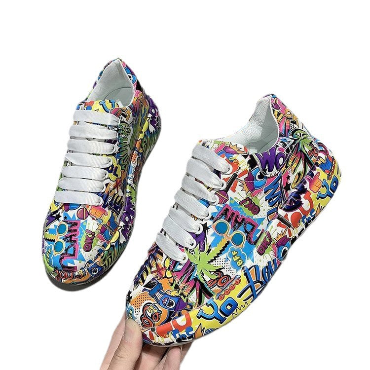 Foreign trade new fashion flag platform lace-up sports shoes European and American round toe 43 size couple casual shoes