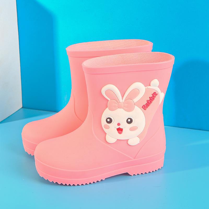 Children's Rain Boots Wholesale Kindergarten Baby New Girls Non-Slip Waterproof Rain Boots Drawstring Boys Water Shoes Cartoon Winter