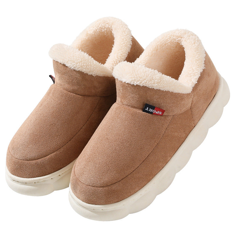 Elderly Cotton Shoes, New Winter Models for Men and Women, Outdoor Wear, Closed-Back, Fleece-Lined, Indoor Warm Thick-Soled Slippers, Comfortable Cotton Home Slippers