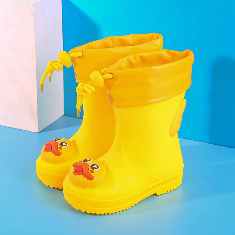 Children's Rain Boots Wholesale Kindergarten Baby New Girls Non-Slip Waterproof Rain Boots Drawstring Boys Water Shoes Cartoon Winter