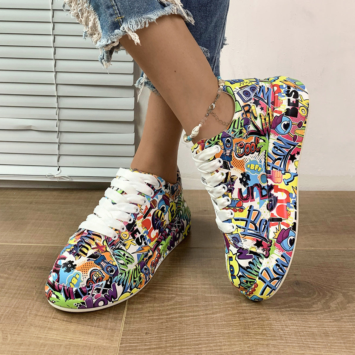 Foreign trade new fashion flag platform lace-up sports shoes European and American round toe 43 size couple casual shoes