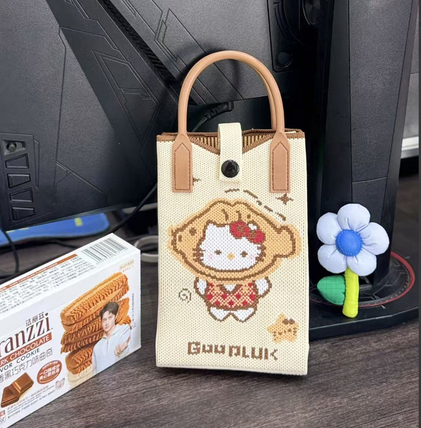 Plaid Mobile Phone Bag Women's Crossbody Bag Mini Small Bag Small and Cute Lightweight Four Seasons Handbag Knitted Bag