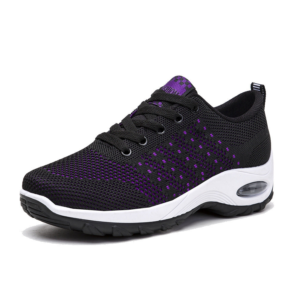 2025 New Autum Style Fly-Woven Mesh Breathable Middle-Aged and Elderly Women's Shoes Casual Shoes Trbottomyy Thick-Soled Sports Shoes