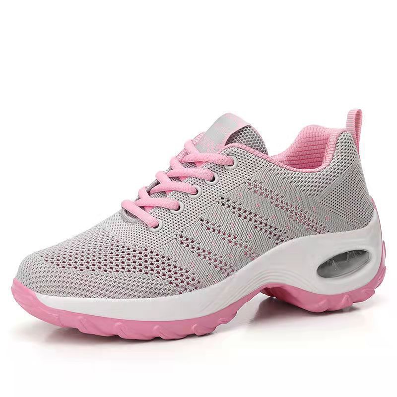 2025 New Autum Style Fly-Woven Mesh Breathable Middle-Aged and Elderly Women's Shoes Casual Shoes Trbottomyy Thick-Soled Sports Shoes