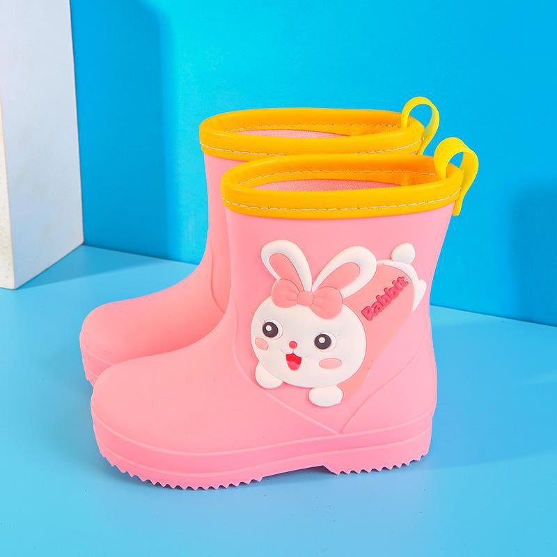 Children's Rain Boots Wholesale Kindergarten Baby New Girls Non-Slip Waterproof Rain Boots Drawstring Boys Water Shoes Cartoon Winter