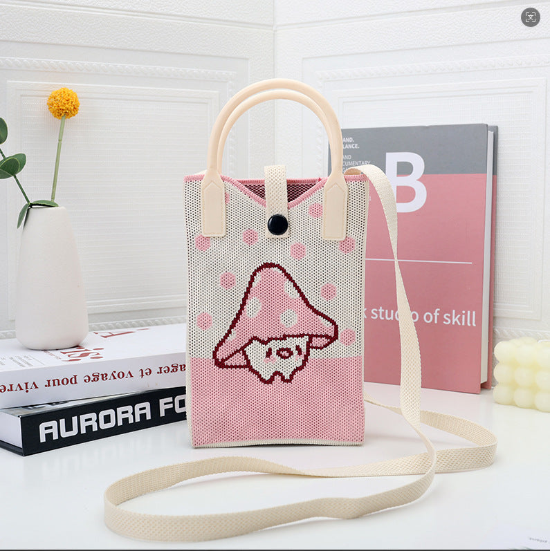 Plaid Mobile Phone Bag Women's Crossbody Bag Mini Small Bag Small and Cute Lightweight Four Seasons Handbag Knitted Bag