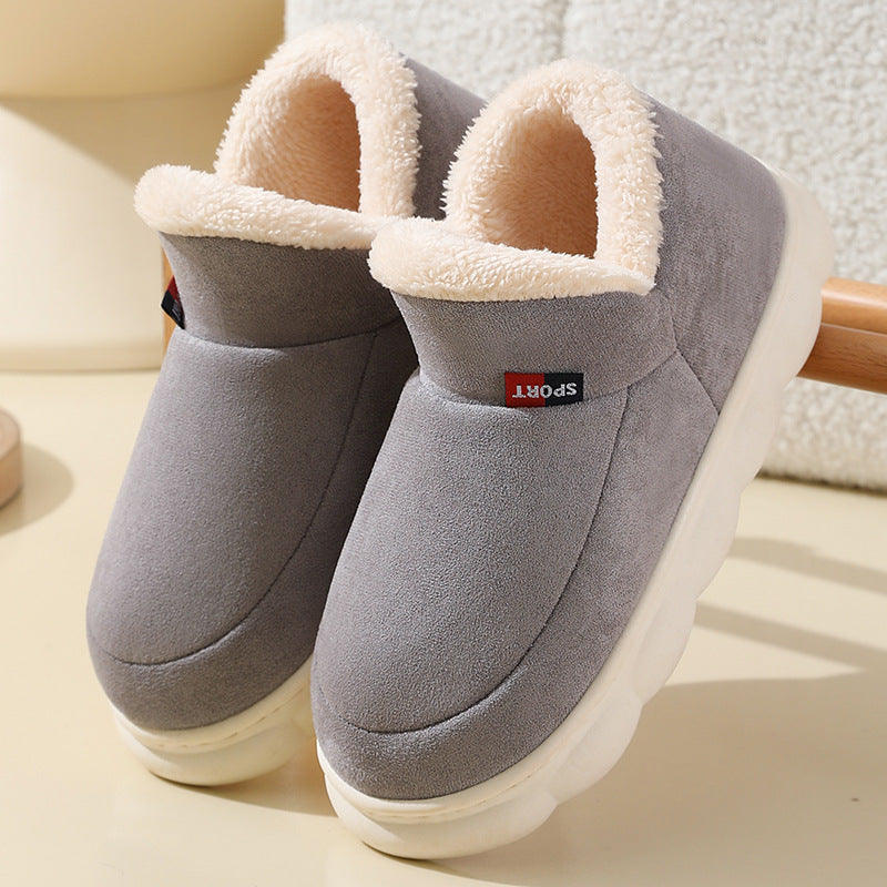 Elderly Cotton Shoes, New Winter Models for Men and Women, Outdoor Wear, Closed-Back, Fleece-Lined, Indoor Warm Thick-Soled Slippers, Comfortable Cotton Home Slippers