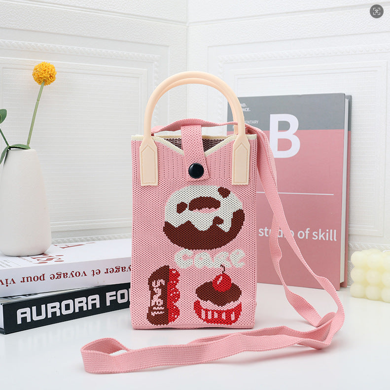 Plaid Mobile Phone Bag Women's Crossbody Bag Mini Small Bag Small and Cute Lightweight Four Seasons Handbag Knitted Bag